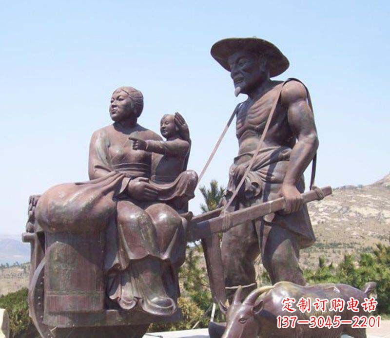 南京真实风格的独轮车雕塑