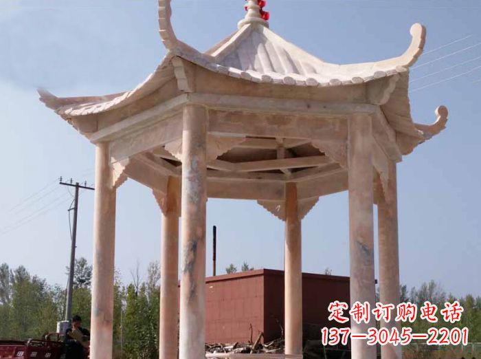 南京红六角凉亭雕塑