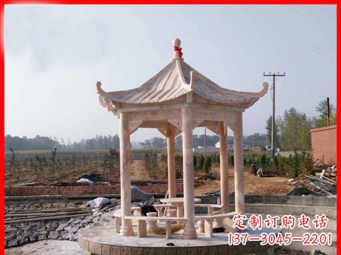 南京享受晚霞红,迎接舒适凉亭雕塑