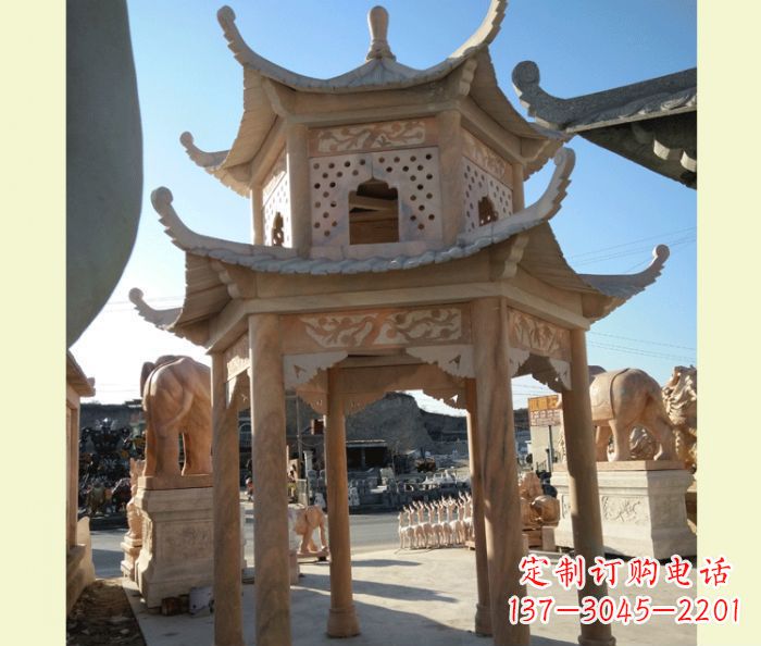 南京中式双层石雕凉亭