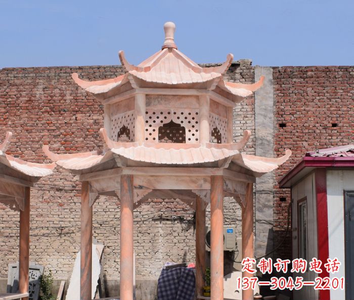 南京中领雕塑精致双层石头凉亭雕塑