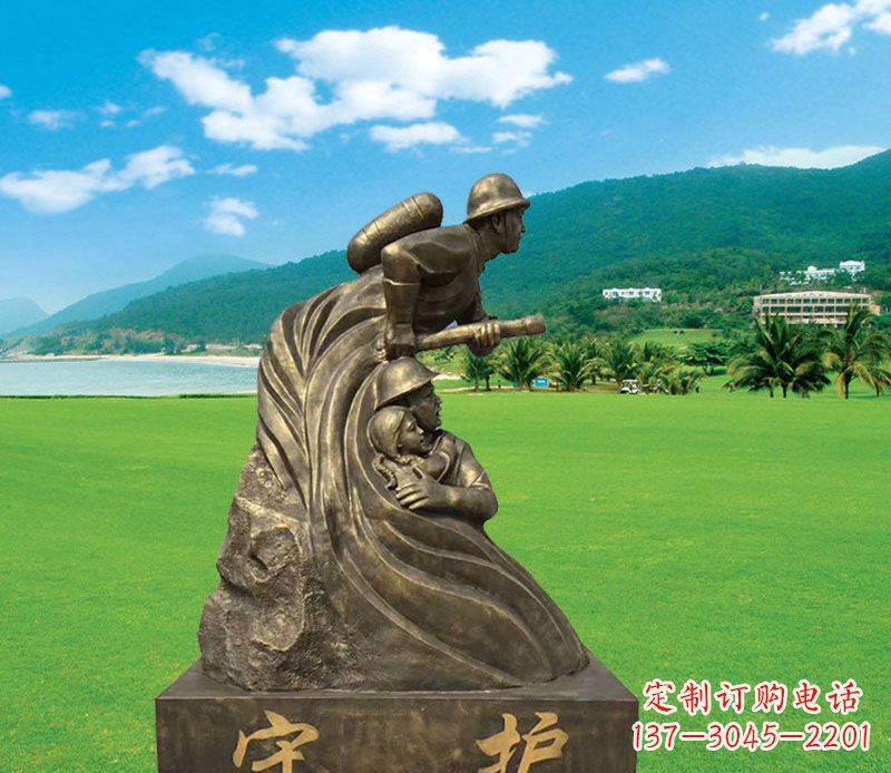 南京弘扬消防文化的消防员雕塑