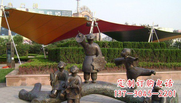 南京公园小孩放风筝景观铜雕