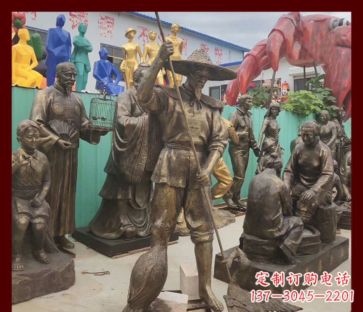 南京新中式鸬鹚铜雕塑