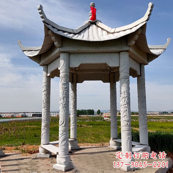 南京公园园林汉白玉六角凉亭