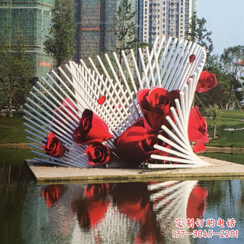 南京玫瑰之美,不锈钢艺术雕塑