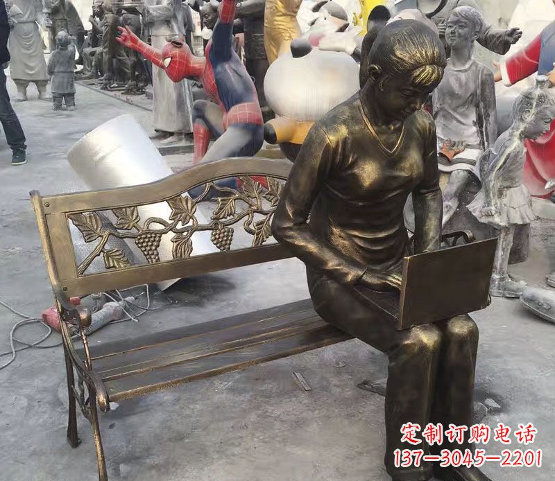 南京中领雕塑推出优雅可爱的女孩铜雕