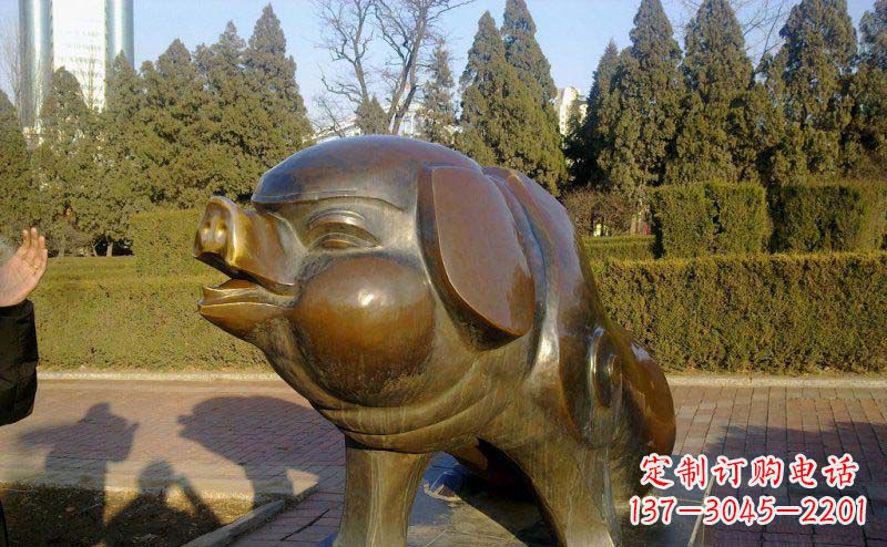 南京定制公园猪铜雕