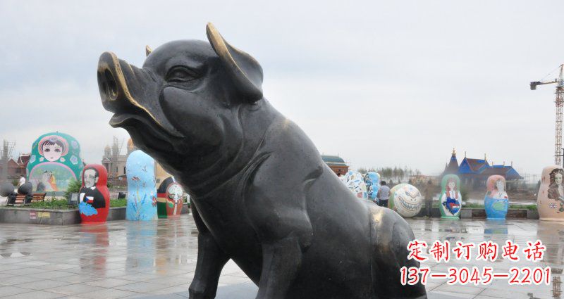 南京活力四射的动物铜雕塑