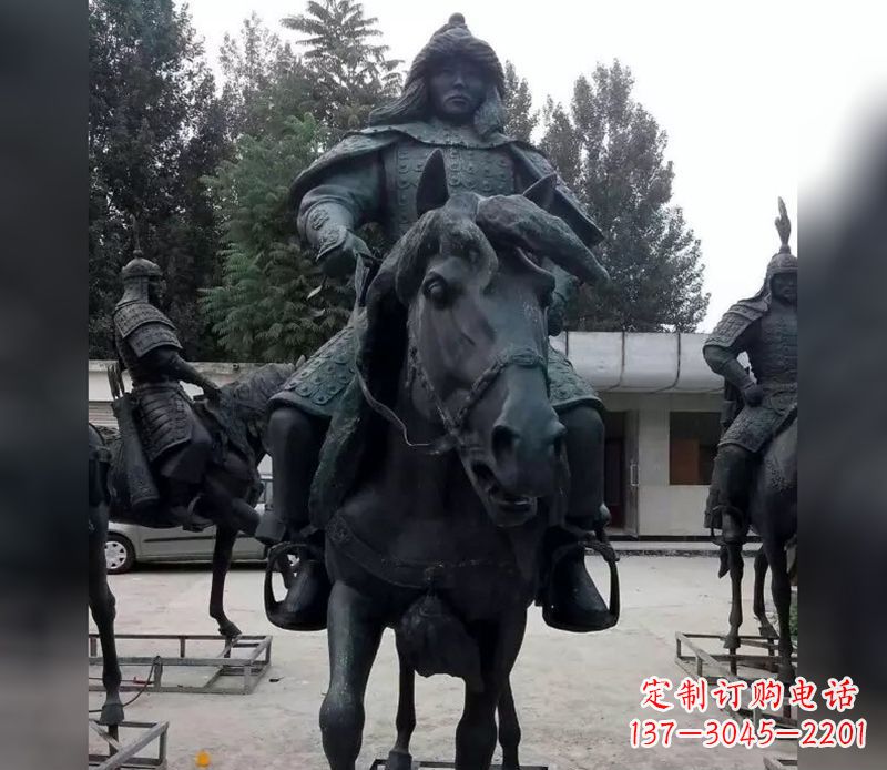 南京英姿飒爽古代将军骑马铜雕