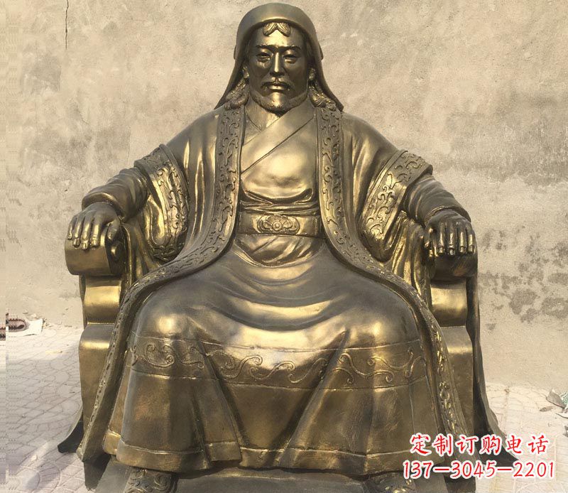 南京古代名人成吉思汗铜雕
