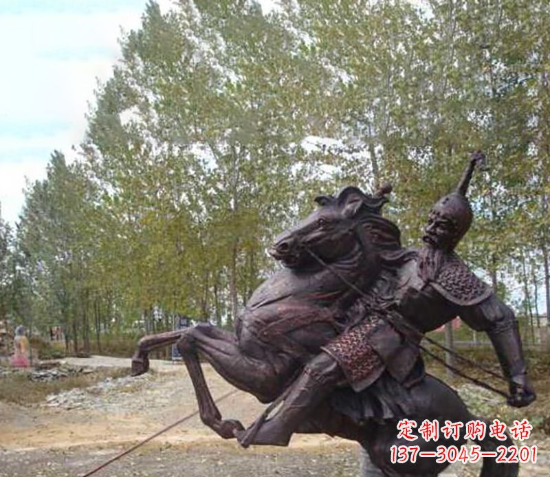 南京古代骑马人物公园景观铜雕