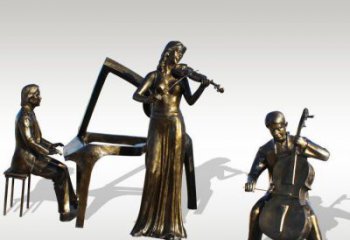 南京公园景观钢琴拉小提琴人物铜雕