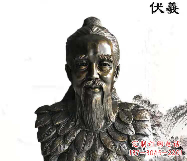 南京古代人物伏羲铜雕像