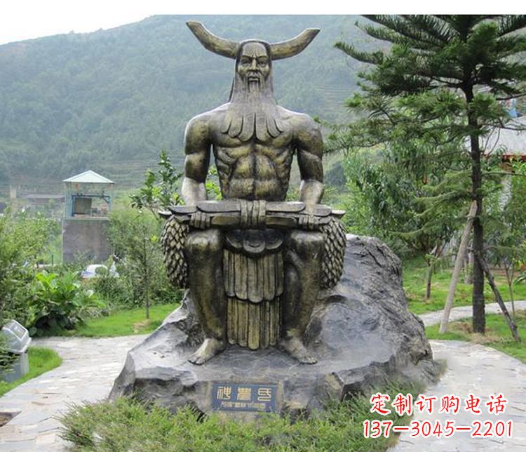 南京古代神话人物伏羲铜雕