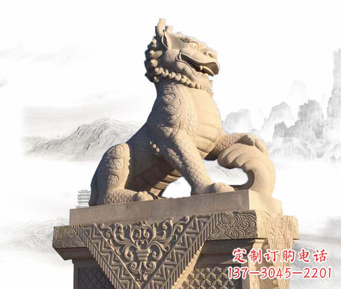 南京精美古典大理石麒麟石雕