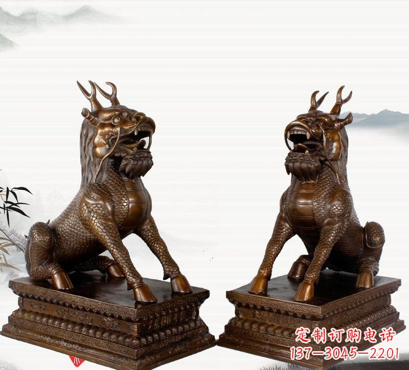 南京古典神麒麟铜雕,馥玉臻品