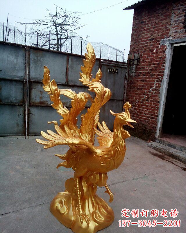 南京传统铜质凤凰雕塑