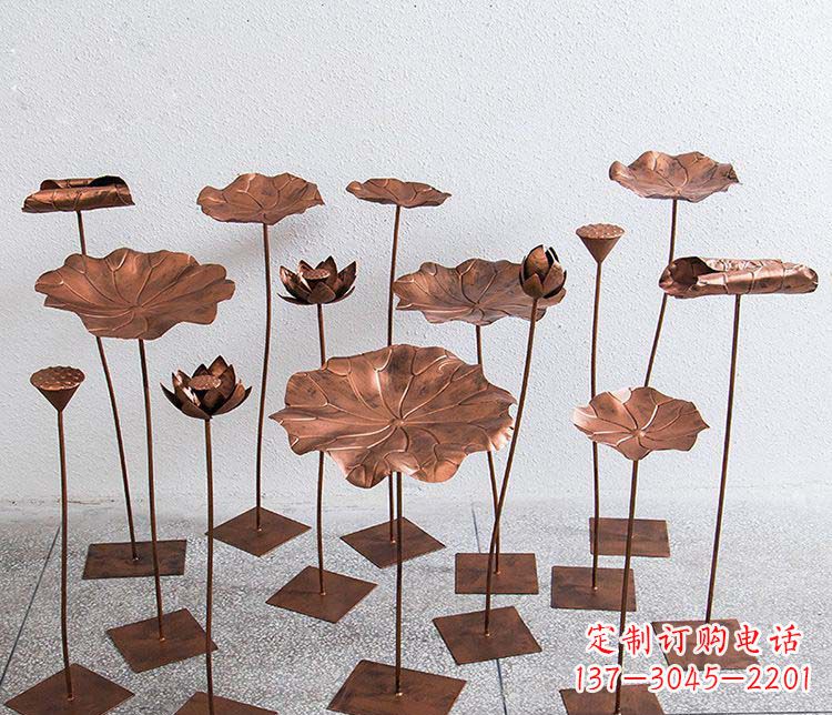南京精美古铜色荷花不锈钢雕塑