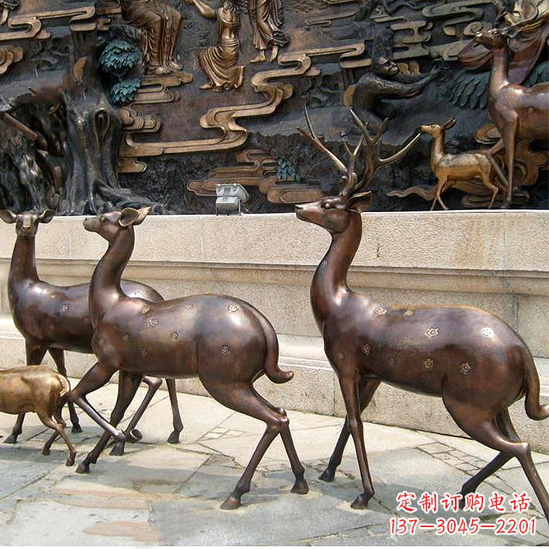 南京古铜色梅花鹿铜雕