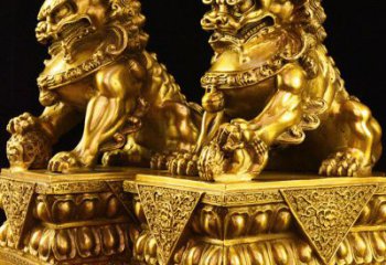 南京故宫金狮子雕塑，精工细技定制爱心图案