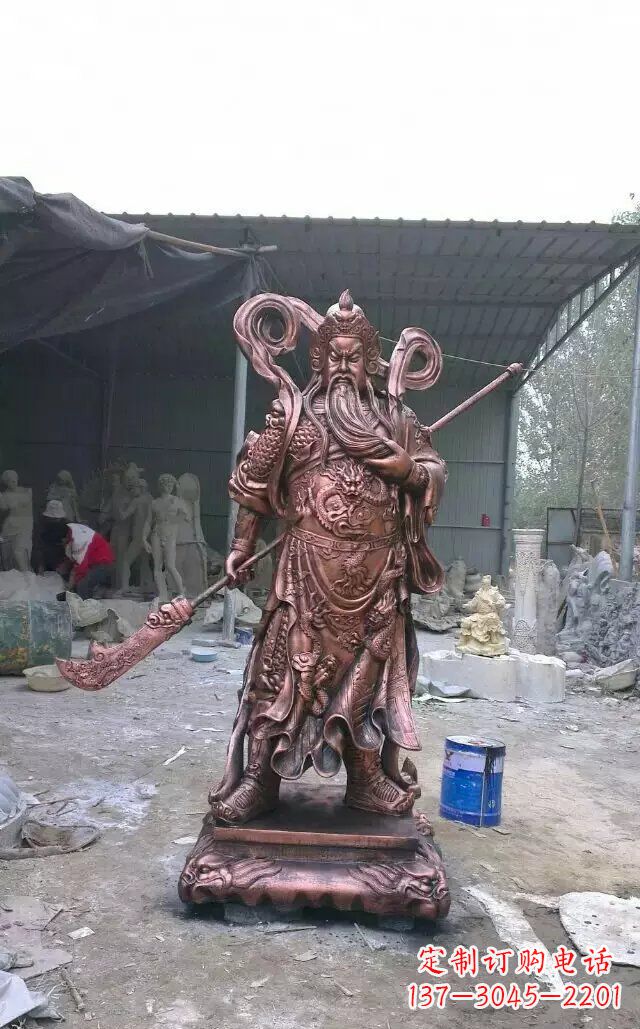 南京精美关公红铜雕塑