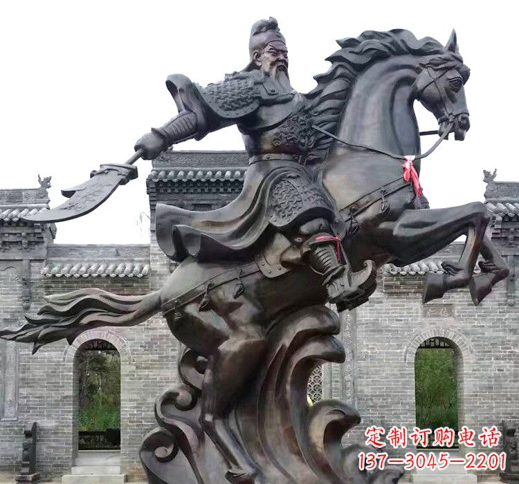 南京关公骑马驰骋铜雕