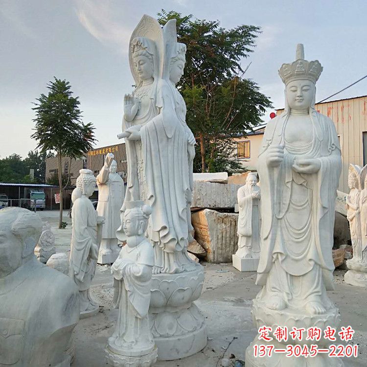 南京中领雕塑-观音石雕汉白玉菩萨