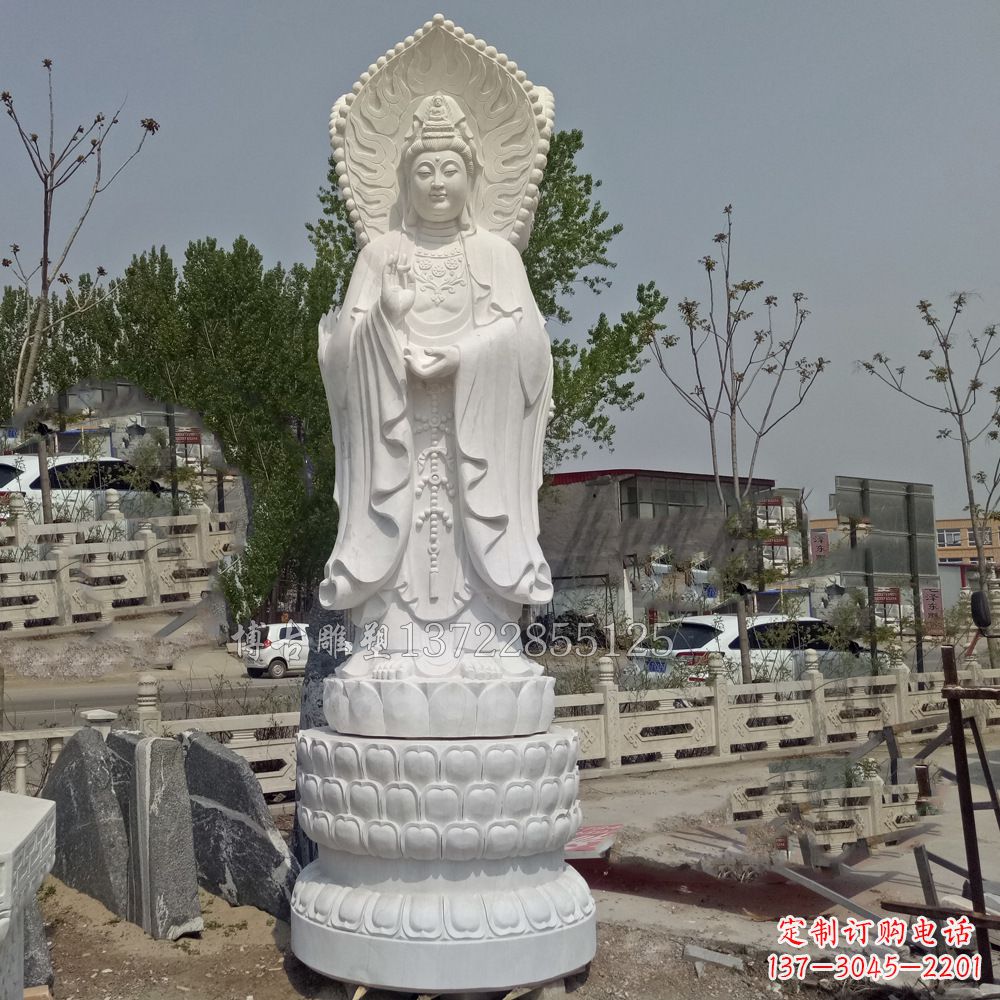 南京观音菩萨汉白玉石精美雕塑