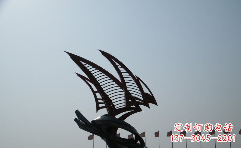 南京广场不锈钢抽象帆船雕塑