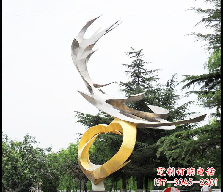 南京广场不锈钢抽象凤凰摆件雕塑