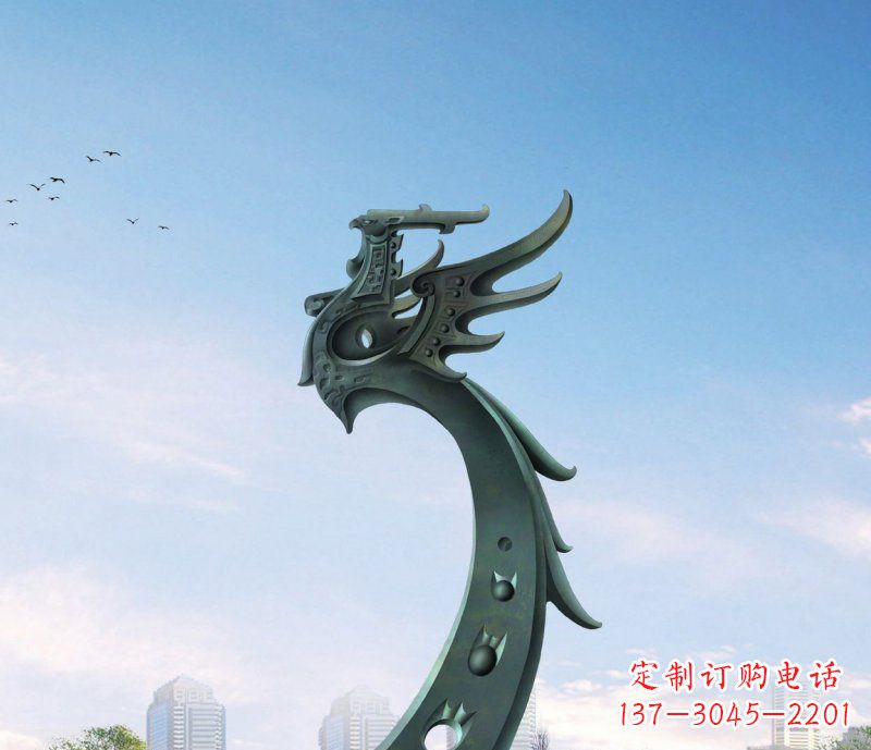 南京中领雕塑|抽象凤凰不锈钢雕塑