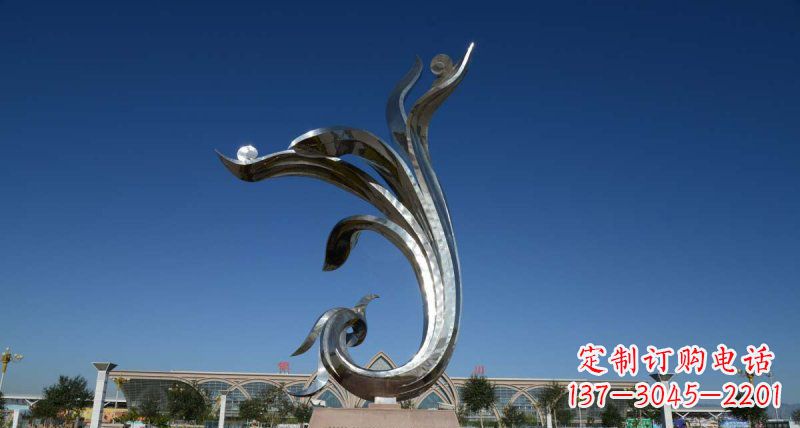 南京优雅迷人的不锈钢抽象凤凰雕塑