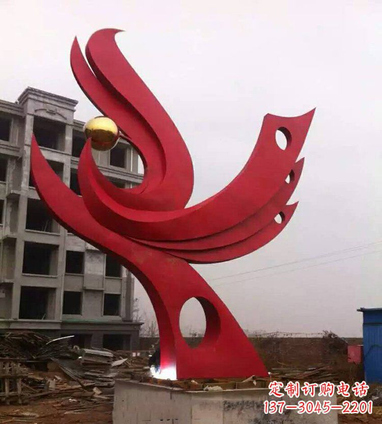 南京全新抽象凤凰不锈钢雕塑