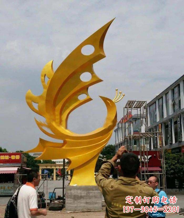 南京精致大气的不锈钢抽象凤凰雕塑