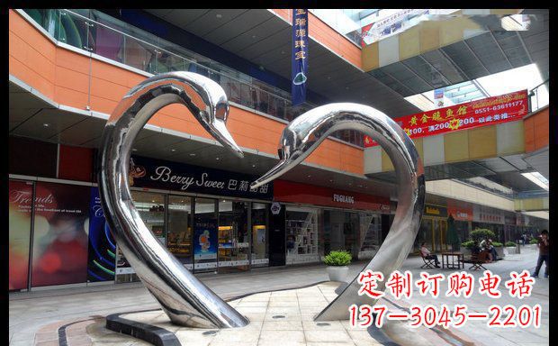 南京中领雕塑:精美的不锈钢抽象天鹅雕塑