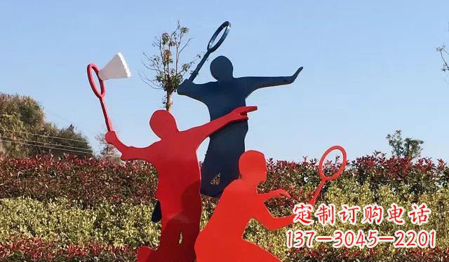 南京广场不锈钢打羽毛球雕塑 (2)