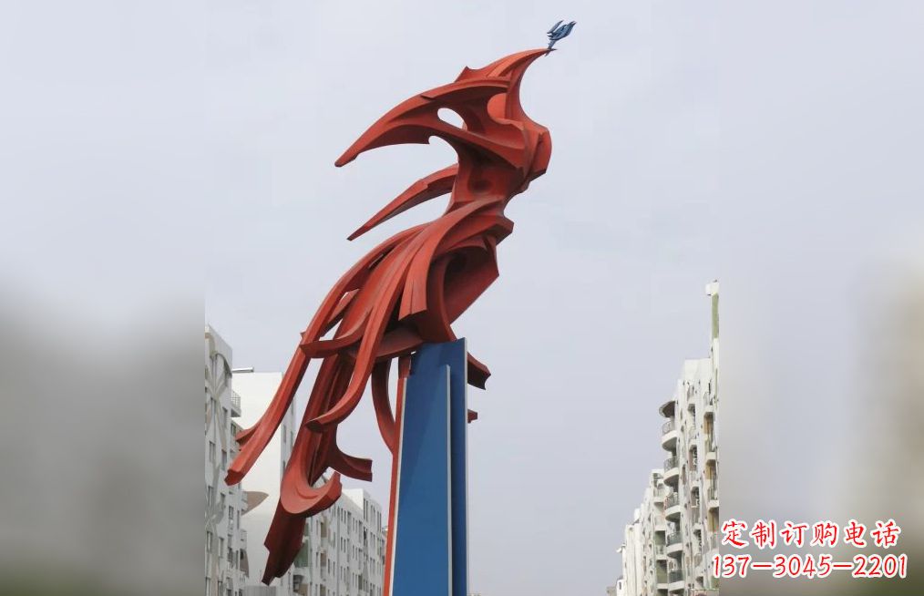 南京广场不锈钢凤凰抽象雕塑