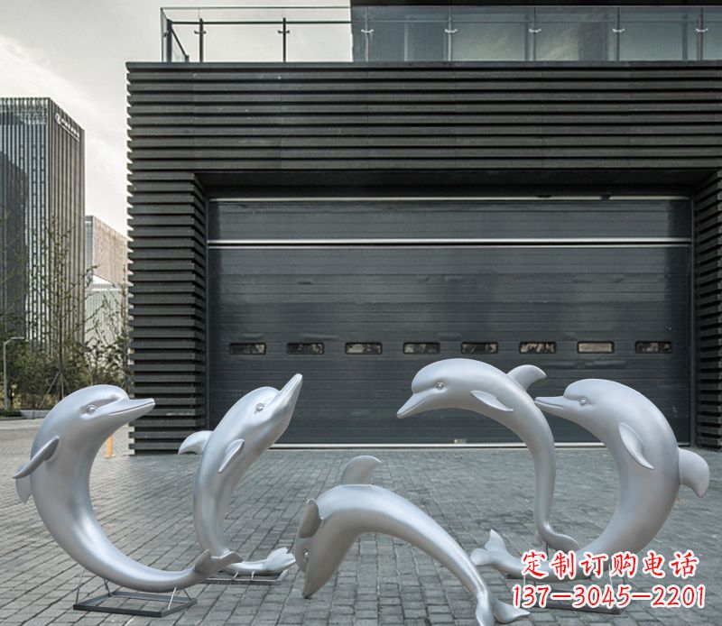 南京广场不锈钢海豚景观雕塑