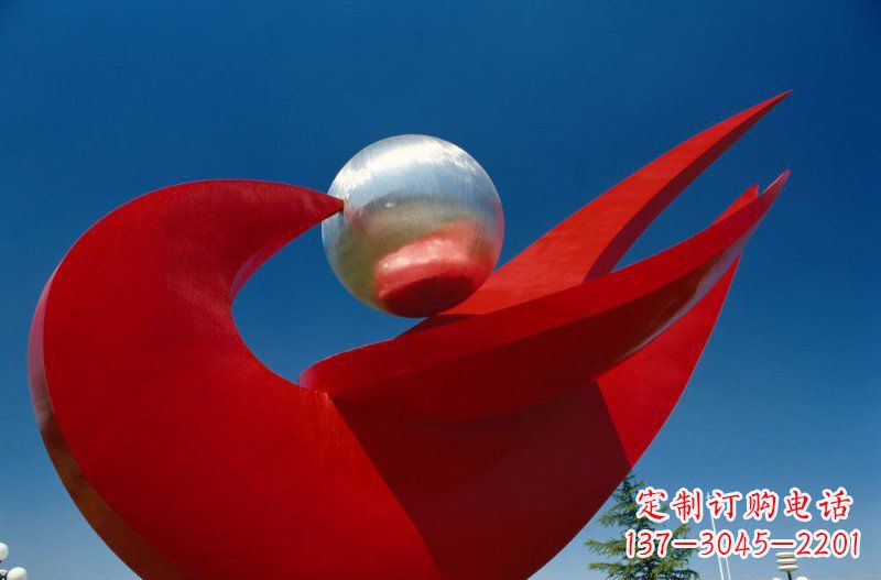 南京广场不锈钢和平鸽明珠雕塑 (2)