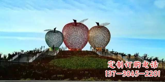 南京精美大气的不锈钢苹果雕塑