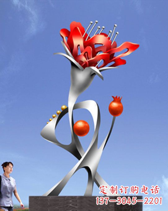 南京精美不锈钢石榴花雕塑,震撼了审美的眼睛