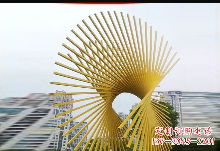 南京现代美学——不锈钢树枝扇形景观雕塑