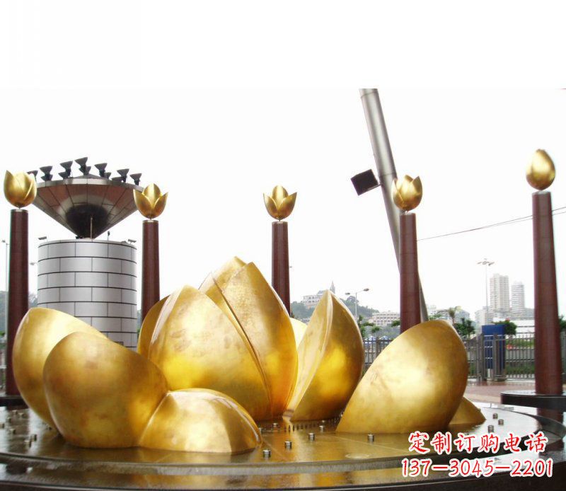 南京全新设计!中领雕塑莲花抽象广场雕塑
