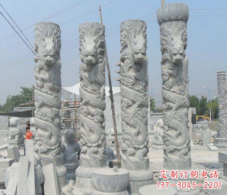 南京广场大理石盘龙柱景观石雕 (2)
