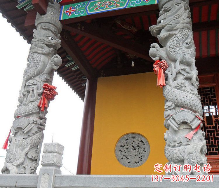 南京广场大理石盘龙柱景观石雕_2