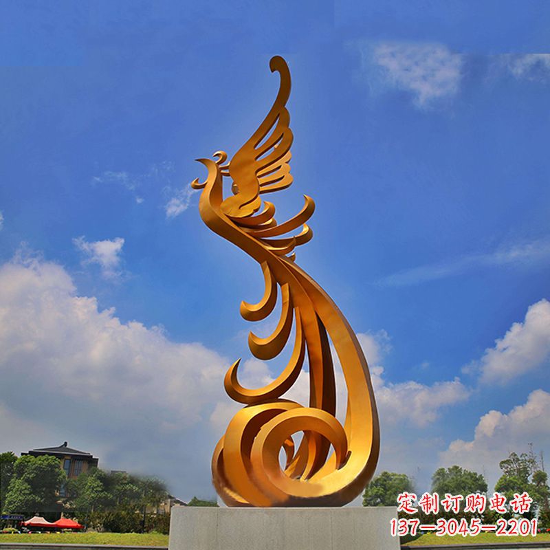 南京广场大型凤凰不锈钢雕塑