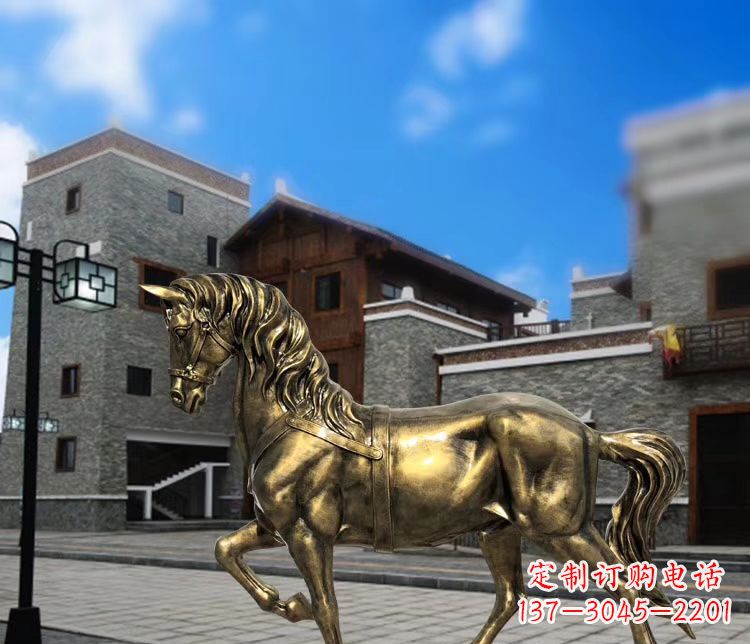 南京广场仿铜奔马雕塑 玻璃钢公园景观动物雕塑