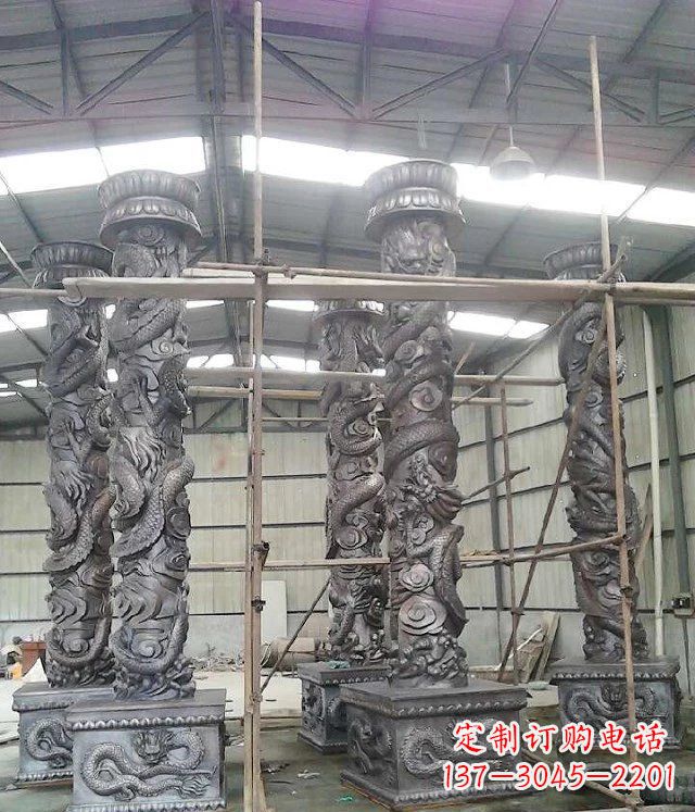 南京传统艺术雕刻精美大型仿铜龙柱