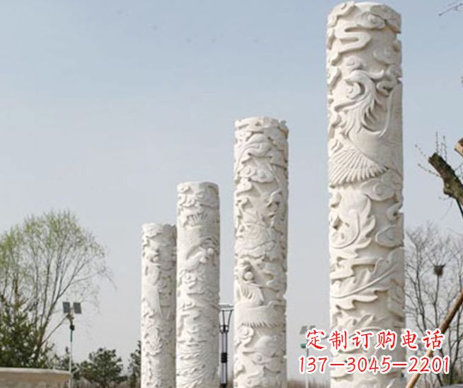 南京尊贵优雅,凤凰浮雕龙柱景观石雕